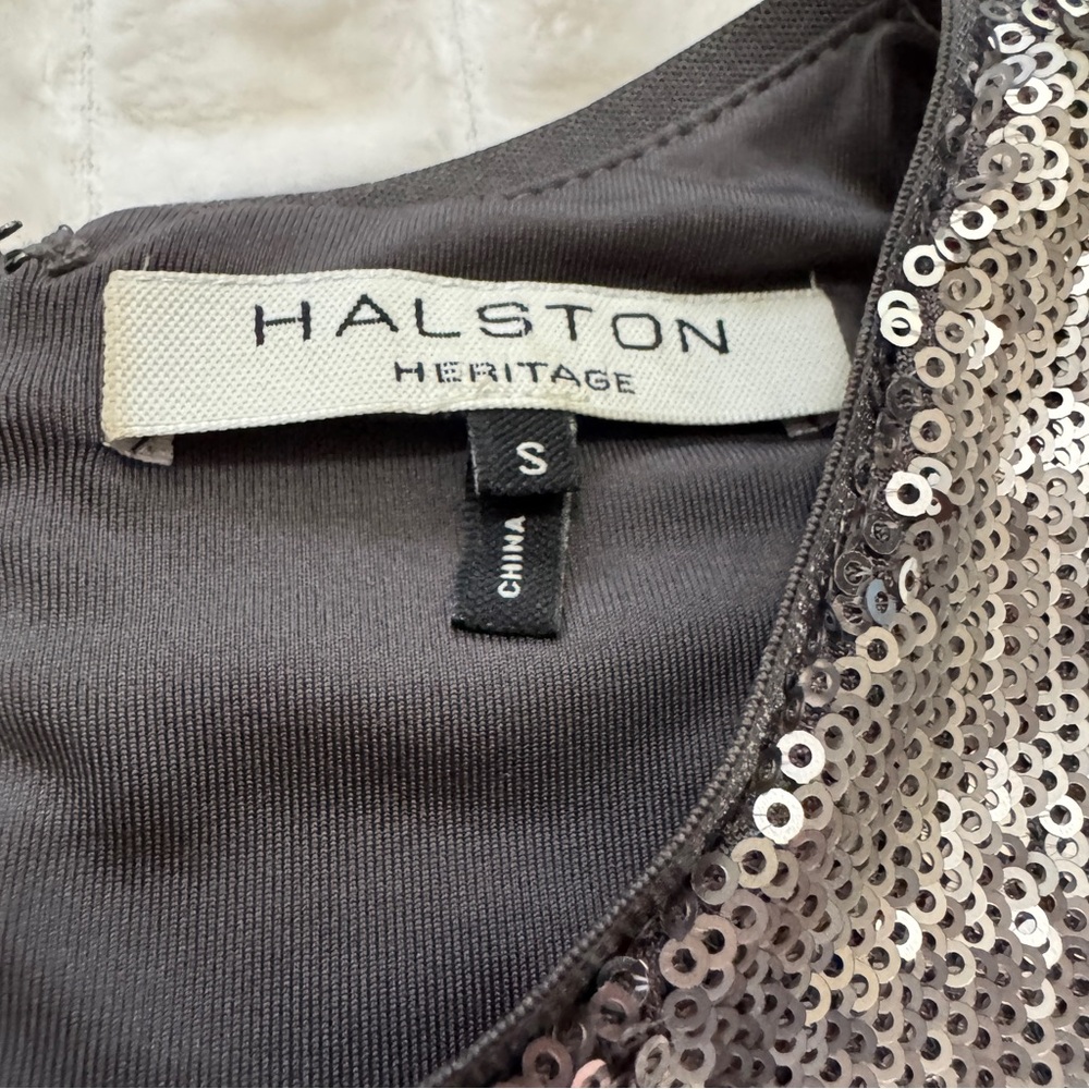 Halston Heritage Small Silver Sequin Mini Dress ~… - image 5